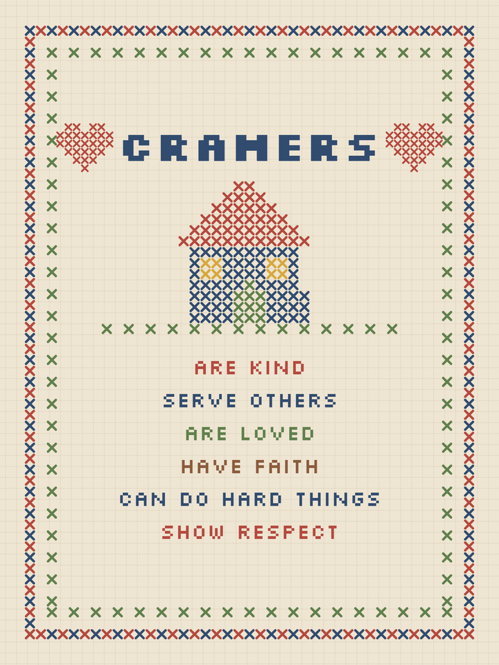 Cross-stitch sampler poster